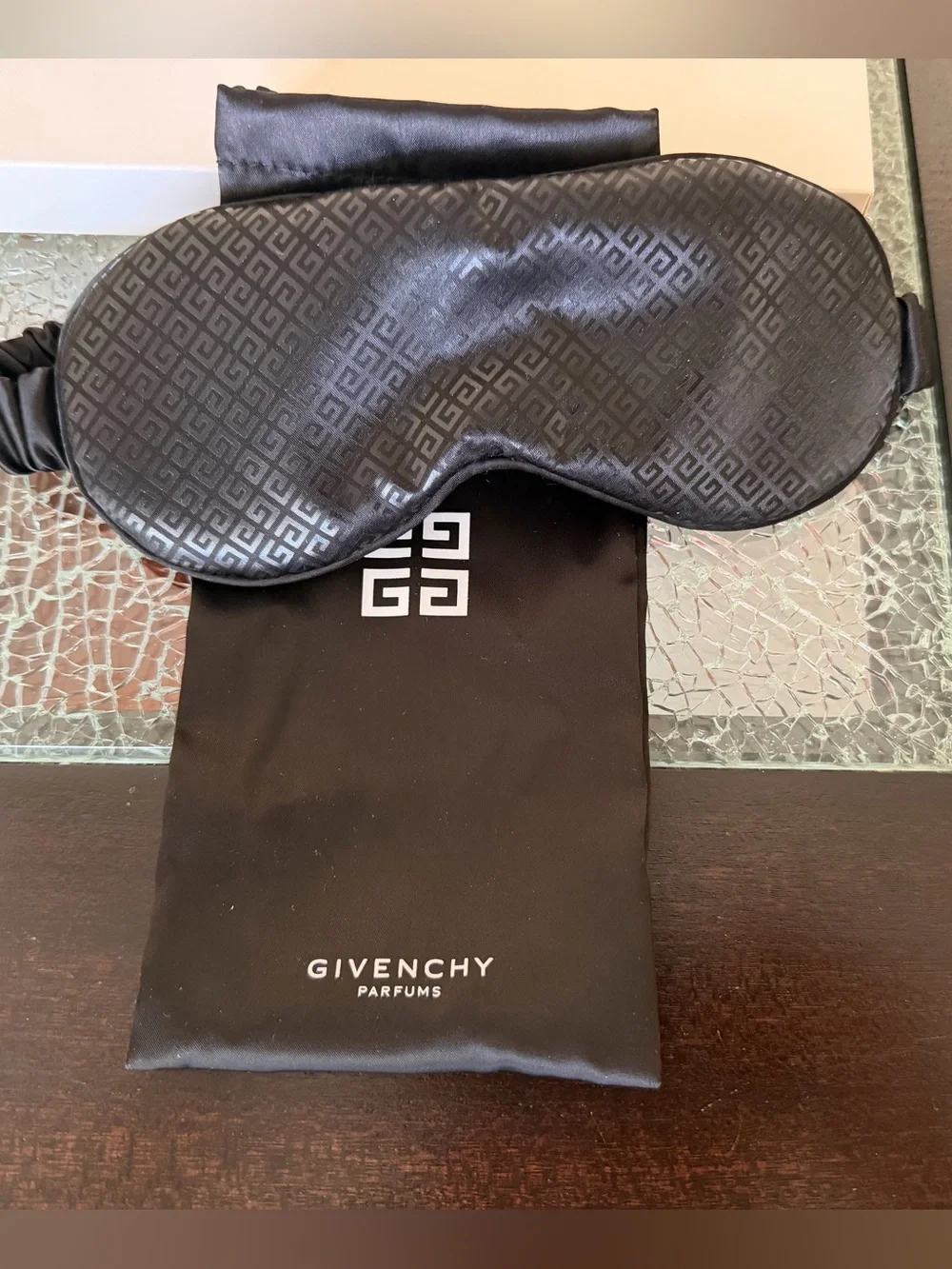 Givenchy Black Satin Sleep Mask with Branded Pouch